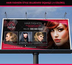 时尚美发沙龙户外广告模板：Hair Salon Fashion Style Billboard Signage